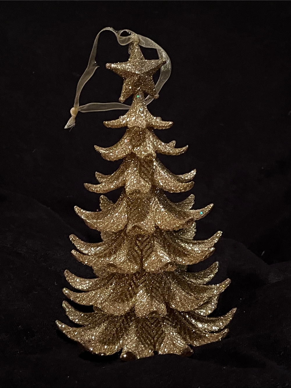Gold Christmas Tree Ornaments Glitter Decorations